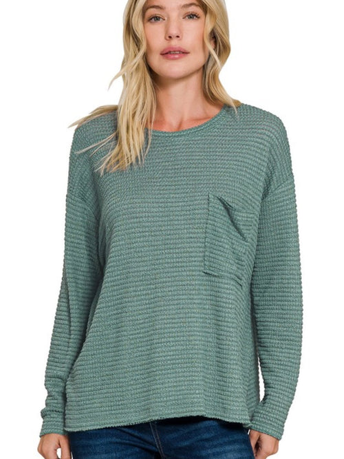 Hannah ~ Drop Shoulder Boat Neck Sweater-Ash Jade