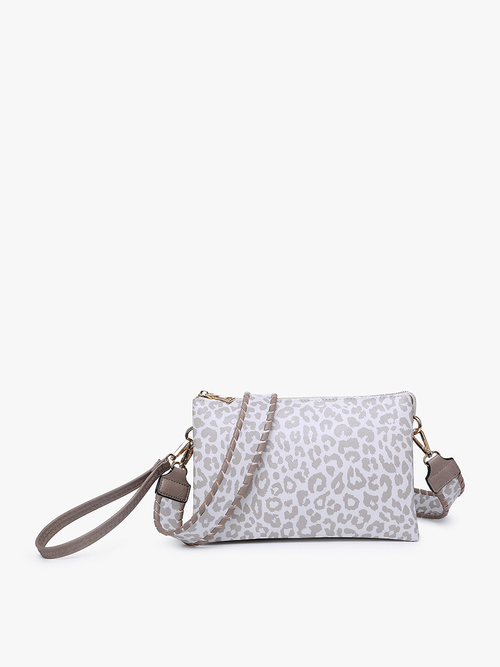 Izzy ~ Crossbody w/ Guitar Strap: Cheetah/Grey