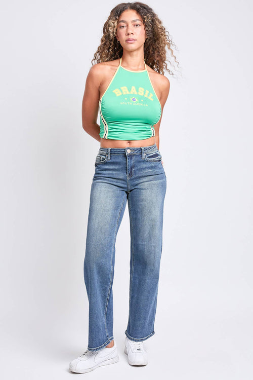 Mid Rise Wide Leg Premium Denim Jean: Medium Wash