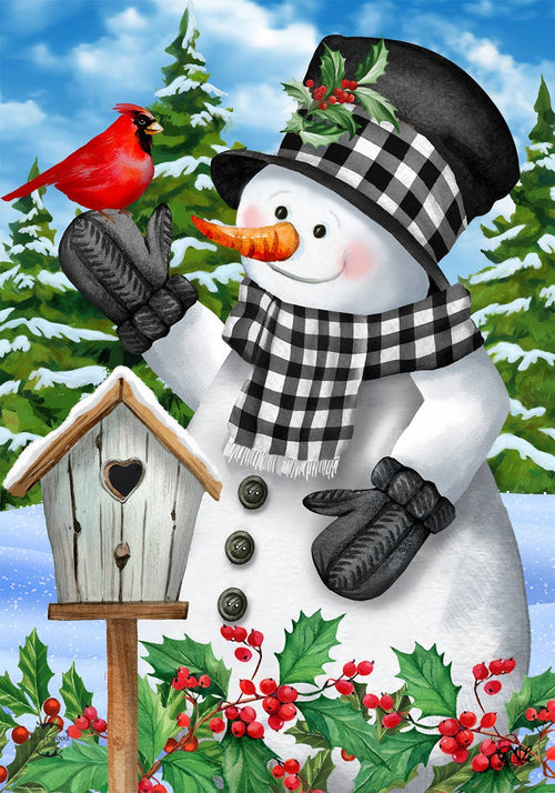 Checkered Snowman House Flago