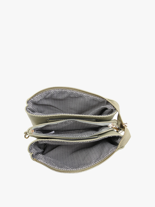 Riley ~ 3 Compartment Crossbody/Wristlet: Lt. Stone