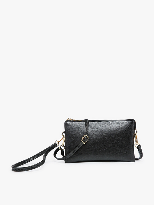 Riley ~ 3 Compartment Crossbody/Wristlet: Onyx