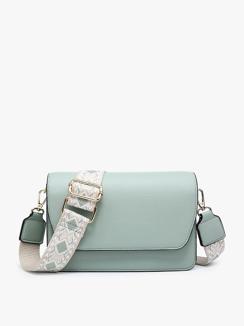 Noah ~  Flap Over Crossbody w/ Guitar Strap: Seafoam