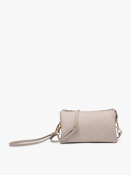 Riley ~ 3 Compartment Crossbody/Wristlet: Lt. Stone