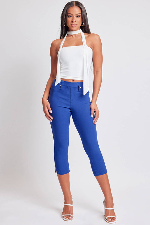 Junior Hyperstretch Pull On Capri With Side Slit: Junior / S / Midnight Blue