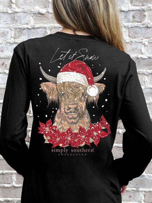 “SNOW COW” Long Sleeve Simply Southern T-Shirt