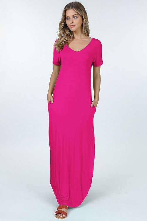 Brittany~ Scoop Neck Maxi Dress With Side Slits