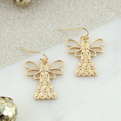 Gold Christmas Angel Earrings