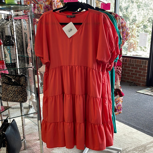 Neriah ~ Basic Short Neck Dress Layers - Canyon Coral