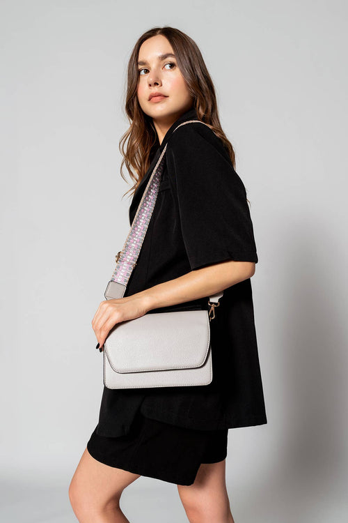 Noah ~ Flap Over Crossbody w/ Guitar Strap: Blush