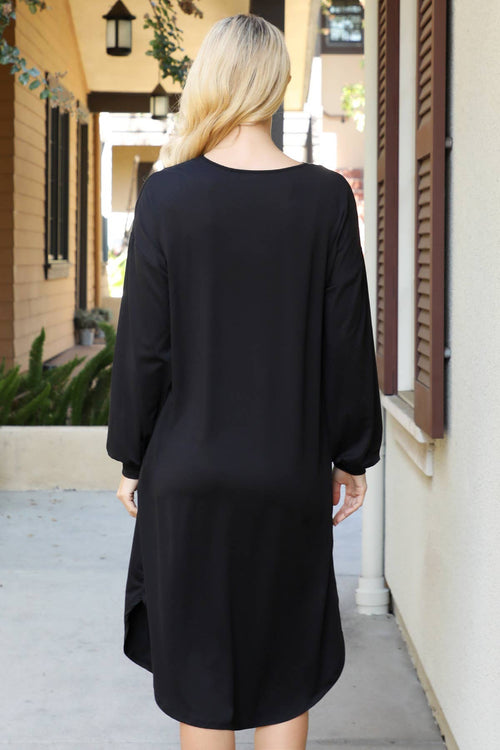 Connie ~ Dolphin Hem Dress: Black