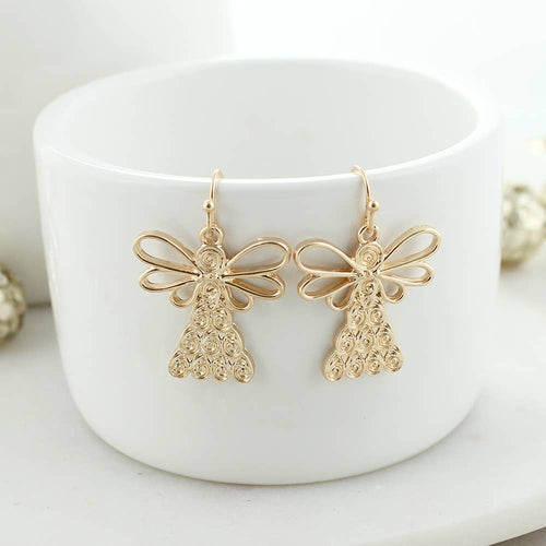 Gold Christmas Angel Earrings