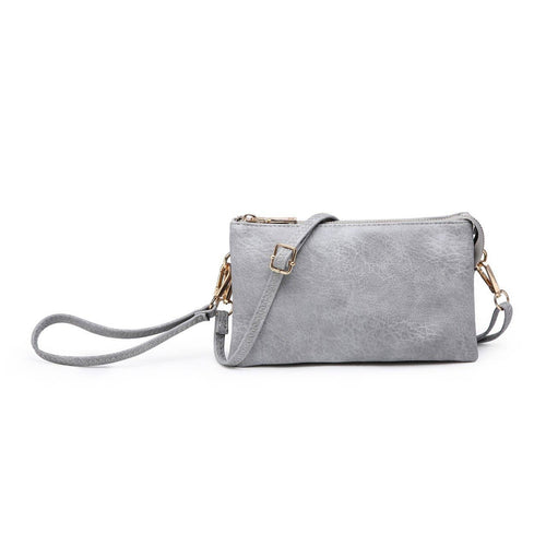 Riley~ 3 Compartment Crossbody/Wristlet-Grey Blue