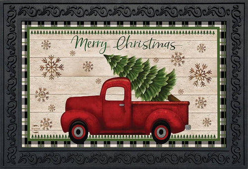 Merry Christmas Pickup Truck Doormat Indoor Outdoor18" x 30"