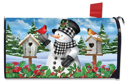 Checkered Snowman Mailbox Cover