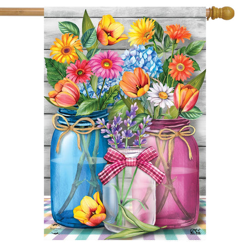 Spring Floral Jars House Flag