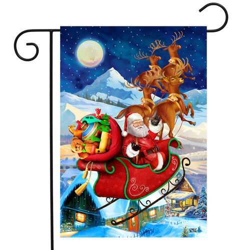 Santa's Sleigh Garden Flag