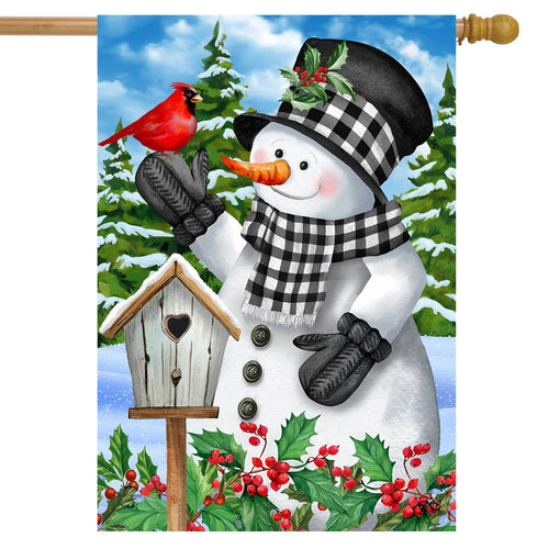 Checkered Snowman House Flago