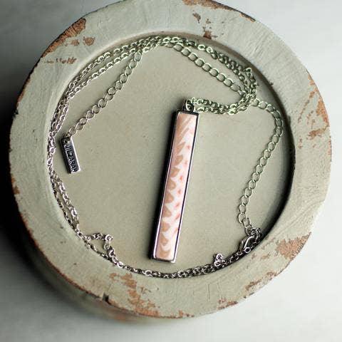 Pink Salt Silver Vertical Bar Necklace by JILZARAH