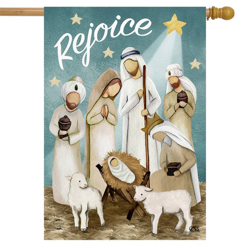 Rejoice Nativity House Flag