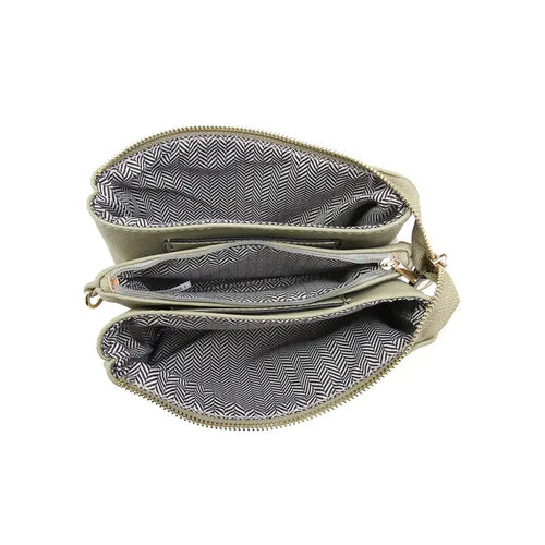 Riley~ 3 Compartment Crossbody/Wristlet-Grey