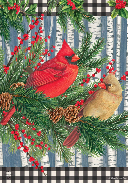 Winter Birch Tree Cardinals Garden Flag