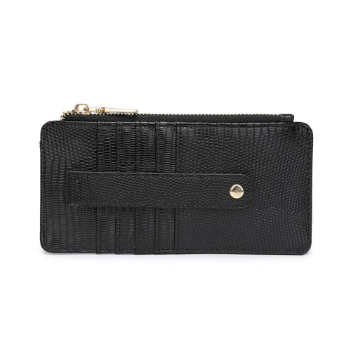 Saige ~ Lizard Slim Card Holder Wallet - Black