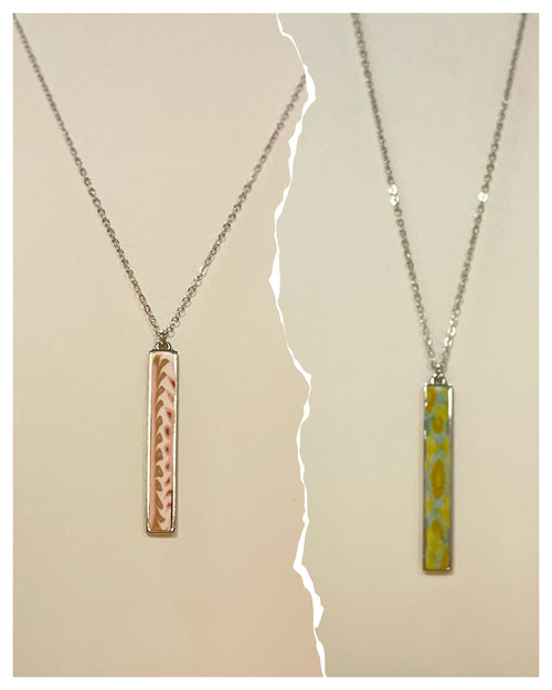 Pink Salt Silver Vertical Bar Necklace by JILZARAH