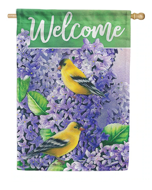 “Lilacs & Golfinch" Dura Soft House Flag