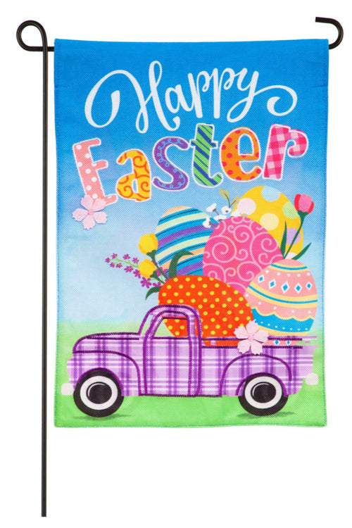 Easter Plaid Truck Garden Burlap House Flag